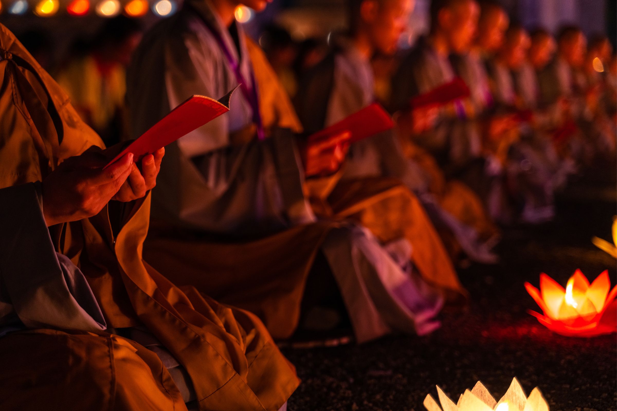 Meditating monks